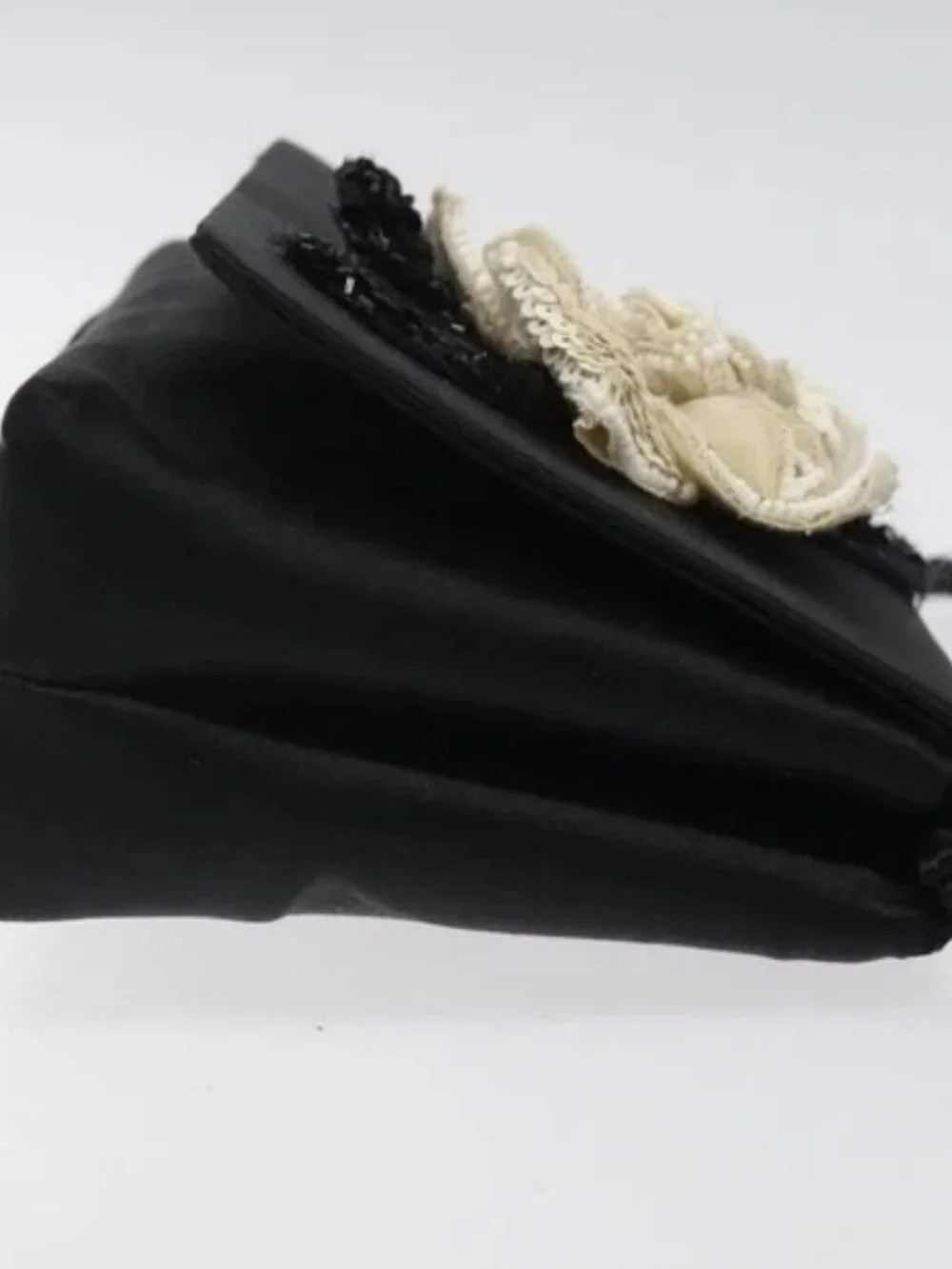CHANEL Shoulder Bag Silk Black Gold CC Auth 123511